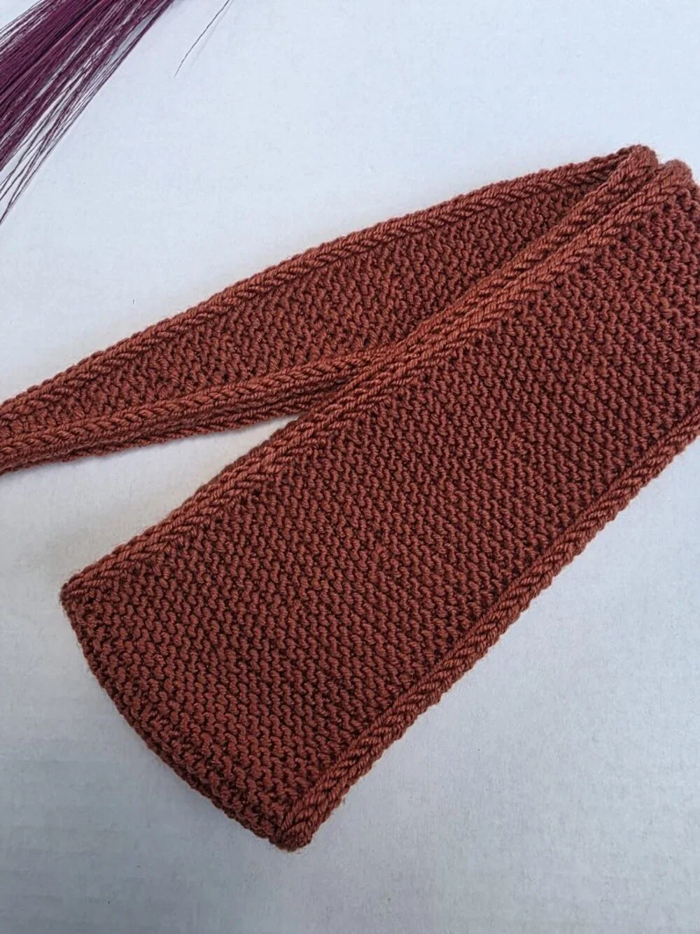 Sophie Scarf Classic Design Small Double Wrap Handmade Knitted Acrylic Rust